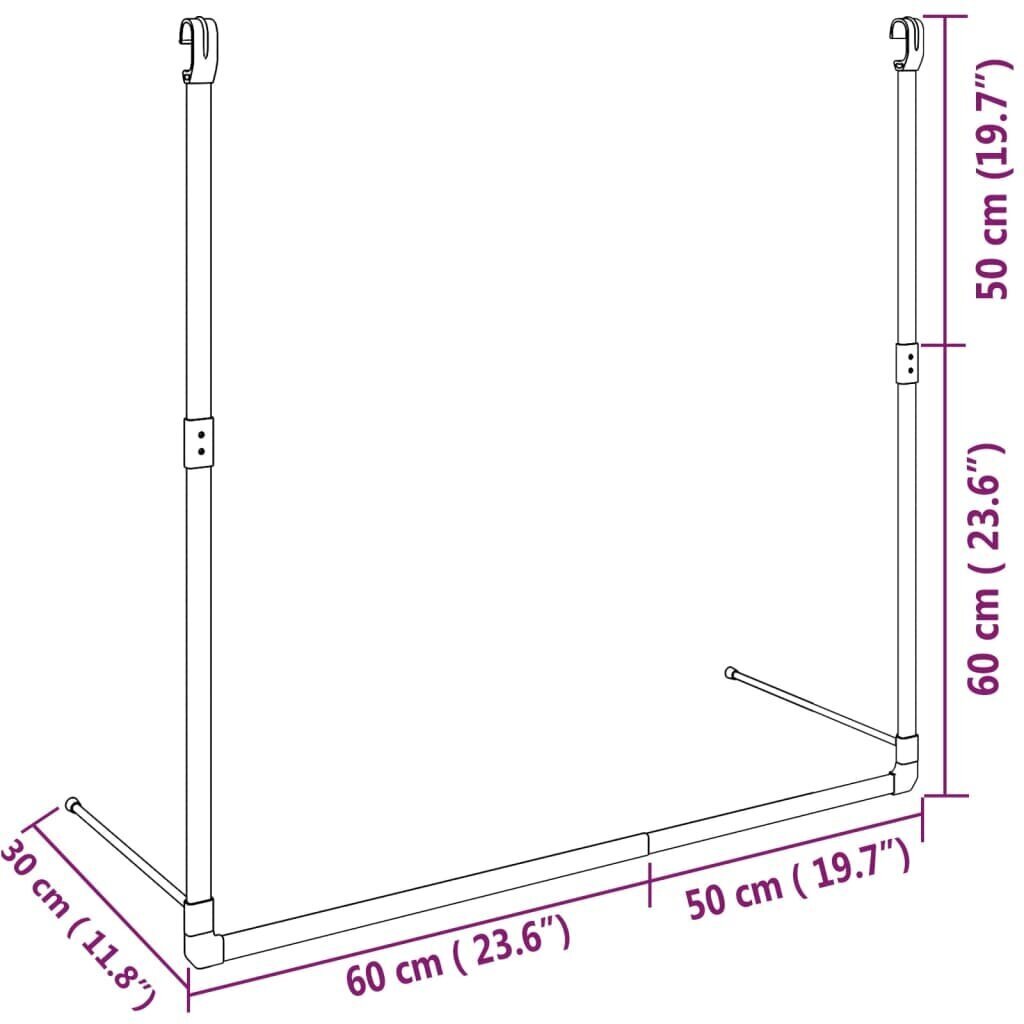 Teleskooppinen vaatekaapin ripustuskisko hopea hinta ja tiedot | Naulakot | hobbyhall.fi