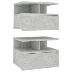 Kelluvat yöpöydät 2 kpl betoninharmaa 40x31x27 cm lastulevy hinta ja tiedot | Yöpöydät | hobbyhall.fi