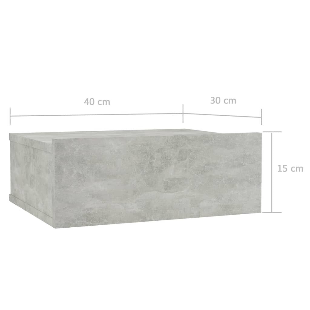 Kelluvat yöpöydät 2 kpl betoninharmaa 40x30x15 cm lastulevy hinta ja tiedot | Yöpöydät | hobbyhall.fi