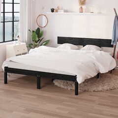 Sängynrunko musta täysi mänty 160x200 cm hinta ja tiedot | Sängyt | hobbyhall.fi