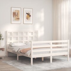 Sängynrunko päädyllä valkoinen 140x200 cm täysi puu hinta ja tiedot | Sängyt | hobbyhall.fi