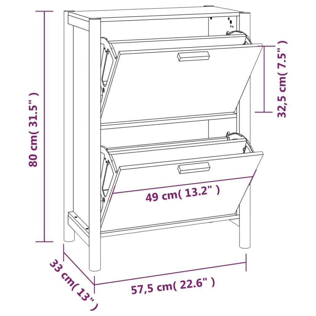 Kenkäkaappi musta 57,5x33x80 cm tekninen puu hinta ja tiedot | Kenkäkaapit ja -hyllyt | hobbyhall.fi