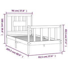 Sängynrunko päätylevyllä musta 90x200 cm täysi mänty hinta ja tiedot | Sängyt | hobbyhall.fi