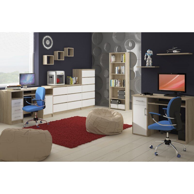 Työpöytä Nore A6, oikea, tammen väri / valkoinen hinta ja tiedot | Tietokonepöydät ja työpöydät | hobbyhall.fi