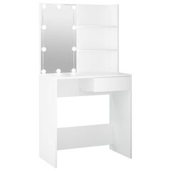 Peilipöytä LED-valoilla valkoinen 74,5x40x141 cm hinta ja tiedot | Peilipöydät | hobbyhall.fi