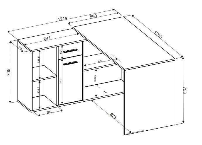 Työpöytä Adrk Furniture Eliseo, valkoinen/tammi hinta ja tiedot | Tietokonepöydät ja työpöydät | hobbyhall.fi