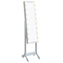 Vapaasti seisova peili LED-valoilla valkoinen 34x37x146 cm hinta ja tiedot | Peilit | hobbyhall.fi