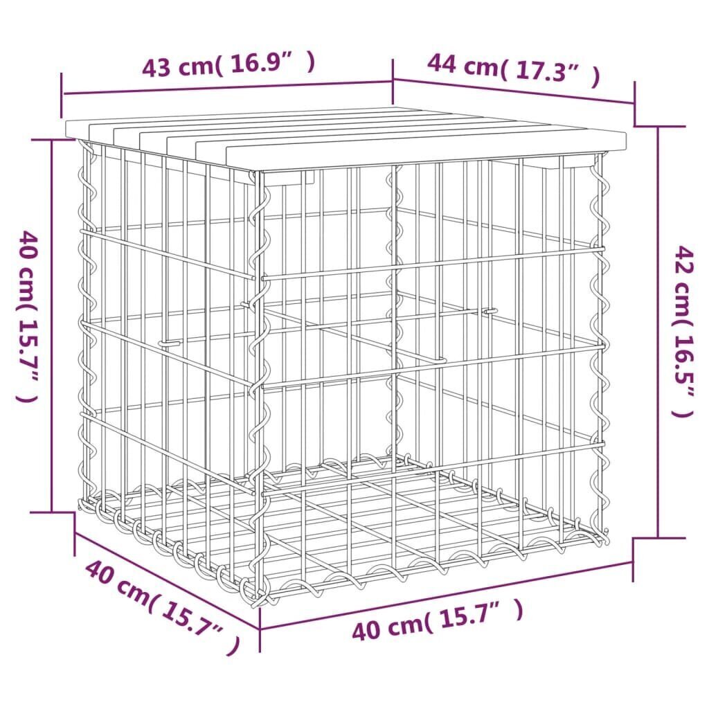 Puutarhapenkki kivikori tyyli 43x44x42 cm täysi douglaskuusi hinta ja tiedot | Puutarhapenkit | hobbyhall.fi