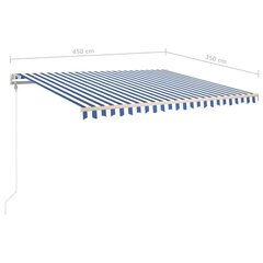 Automaattisesti sisäänkelattava markiisi 450x350cm sinivalk. hinta ja tiedot | Aurinkovarjot ja markiisit | hobbyhall.fi