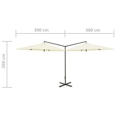 Tupla-aurinkovarjo terästanko hiekka 600 cm hinta ja tiedot | Aurinkovarjot ja markiisit | hobbyhall.fi