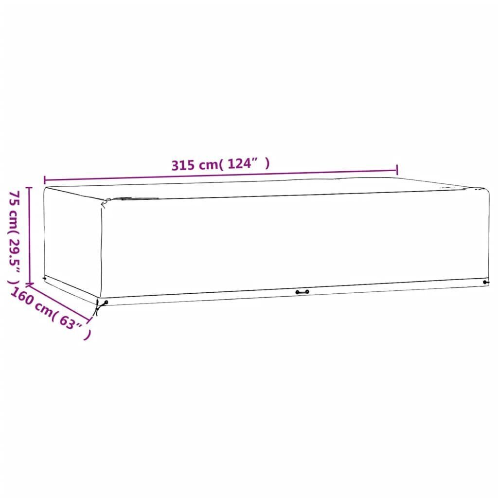 Puutarhakalustesuoja 12 purjerengasta 315x160x75 cm suorakaide hinta ja tiedot | Istuintyynyt, pehmusteet ja päälliset | hobbyhall.fi