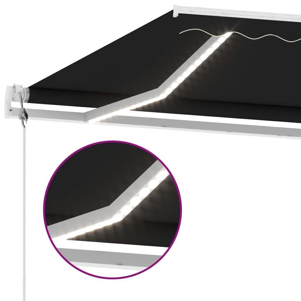 Sisäänkelattava markiisi LED/tuulisensori 350x250cm antrasiitti hinta ja tiedot | Aurinkovarjot ja markiisit | hobbyhall.fi