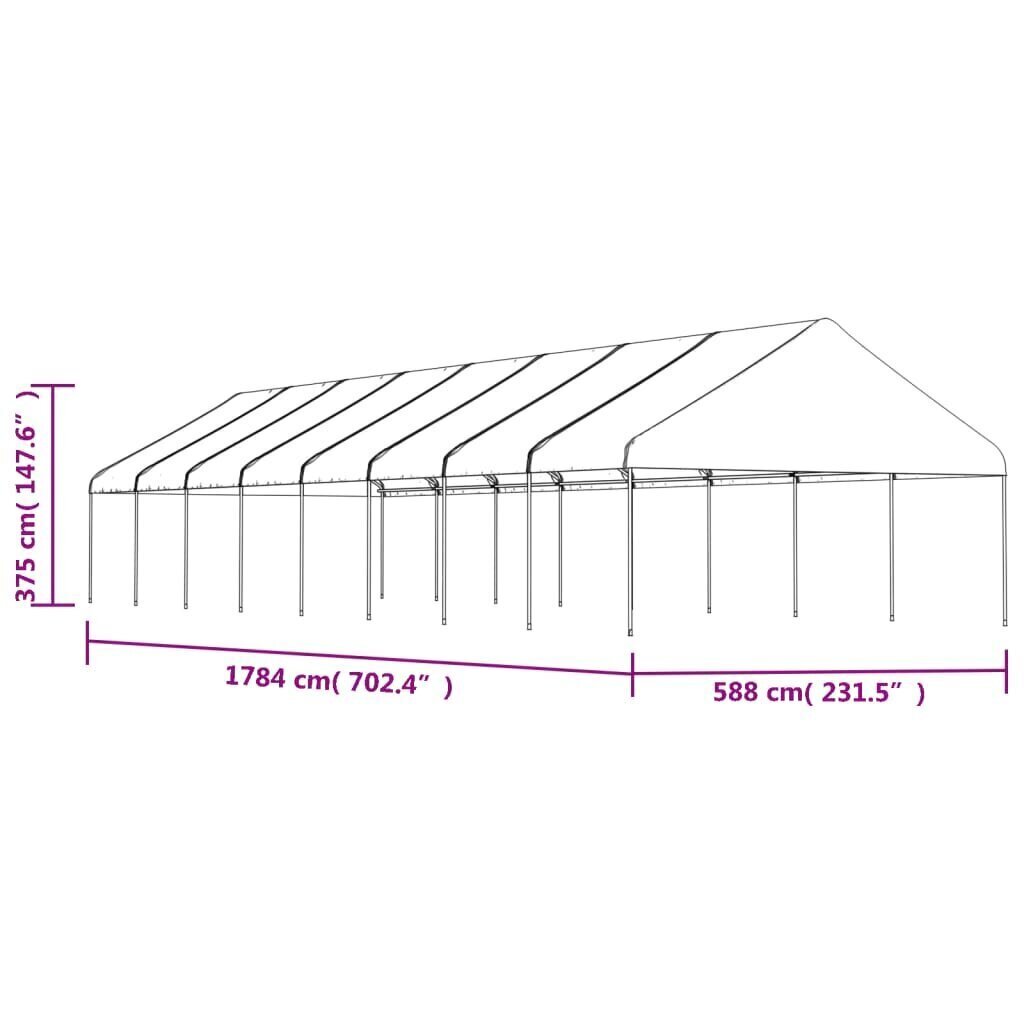 Huvimaja katolla valkoinen 17,84x5,88x3,75 m polyeteeni hinta ja tiedot | Puutarhapaviljongit | hobbyhall.fi