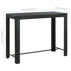 Puutarhan baaripöytä musta 140,5x60,5x110,5 cm polyrottinki hinta ja tiedot | Puutarhapöydät | hobbyhall.fi