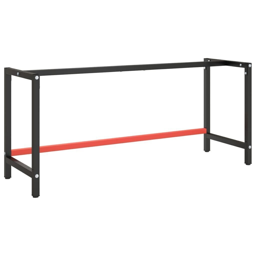 Työpenkin runko mattamusta ja -punainen 180x57x79 cm metalli hinta ja tiedot | Jalat huonekaluihin | hobbyhall.fi