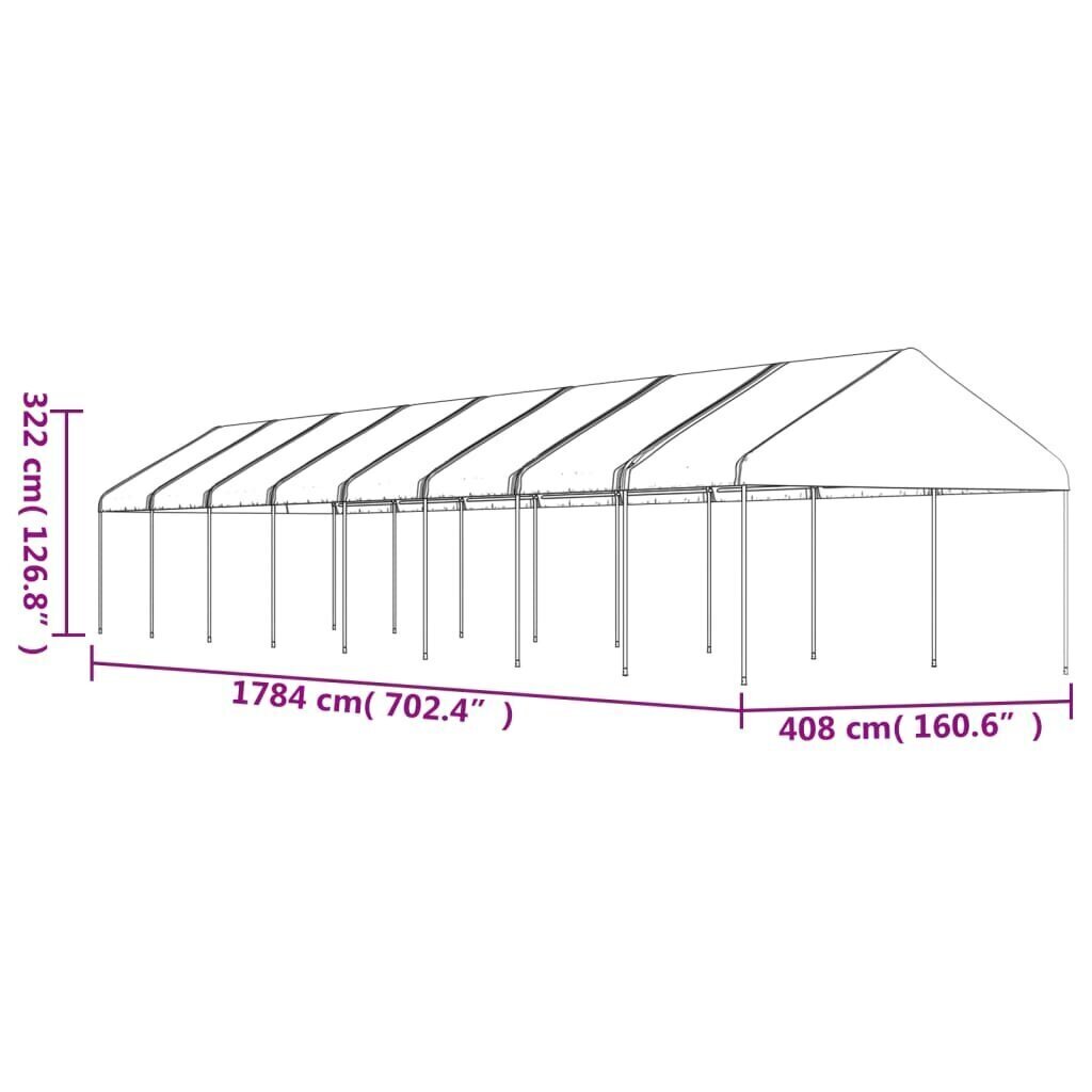 Huvimaja katolla valkoinen 17,84x4,08x3,22 m polyeteeni hinta ja tiedot | Puutarhapaviljongit | hobbyhall.fi