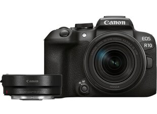 Canon EOS R10 + RF-S 18-150mm F3.5-6.3 IS STM(F/3.5-6.3 IS STM) + kiinnityssovitin EF-EOS R hinta ja tiedot | Kamerat | hobbyhall.fi