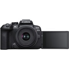 Canon EOS R10 + RF-S 18-45mm F4.5-6.3 IS STM(F/4.5-6.3 IS STM) + kiinnityssovitin EF-EOS R hinta ja tiedot | Kamerat | hobbyhall.fi