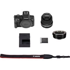 Canon EOS R100 + RF-S 18-45mm F4.5-6.3 IS STM + kiinnityssovitin EF-EOS R hinta ja tiedot | Kamerat | hobbyhall.fi