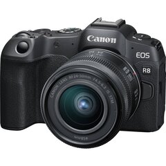 Canon EOS R8 + RF 24-50mm IS STM + kiinnityssovitin EF-EOS R hinta ja tiedot | Kamerat | hobbyhall.fi