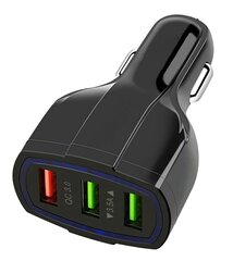 Autolaturi Qc 3.0 3Xusb Musta hinta ja tiedot | Puhelimen laturit | hobbyhall.fi