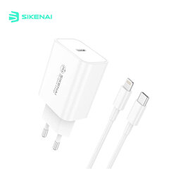 Pikalatausyksikkö USB-C salamakaapelilla 1,2 m pitkä Sikenai 20W PD pikalataus PD-16LEU hinta ja tiedot | Sikenai Matkapuhelimet ja tarvikkeet | hobbyhall.fi