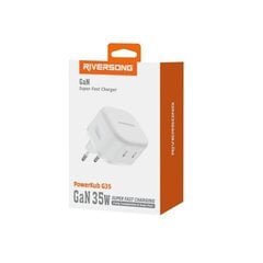 Riversong seinälaturi PowerKub G35 2x USB-C 35W valkoinen AD107 hinta ja tiedot | Puhelimen laturit | hobbyhall.fi