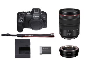 Canon EOS R8 + RF 24-105mm f/4L IS USM + kiinnityssovitin EF-EOS R hinta ja tiedot | Kamerat | hobbyhall.fi