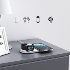 Langaton älypuhelinlaturi, 2in1, Choetech T3171, Apple Watch, Qi ja USB Type-C jalusta, valkoinen hinta ja tiedot | Puhelimen laturit | hobbyhall.fi