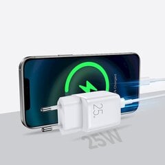 Pieni pikalaturi, Joyroom L-P2511, USB-C, PD 5-12 V., 25 W., valkoinen hinta ja tiedot | Puhelimen laturit | hobbyhall.fi