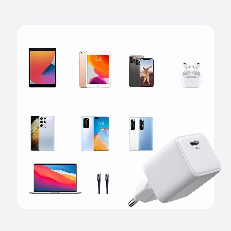 Pieni pikalaturi, Joyroom L-P2511, USB-C, PD 5-12 V., 25 W., valkoinen hinta ja tiedot | Puhelimen laturit | hobbyhall.fi