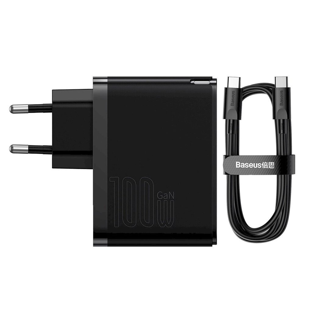 Nopea yleisverkkolaturi, Baseus Pro CCGAN100E51, USB-C / USB 100 W., musta hinta ja tiedot | Puhelimen laturit | hobbyhall.fi