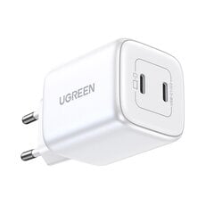 Pikalaturi, Ugreen CD2941, GaN 2x USB-C, 45 W., QC PD, valkoinen hinta ja tiedot | Puhelimen laturit | hobbyhall.fi