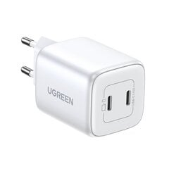 Pikalaturi, Ugreen CD2941, GaN 2x USB-C, 45 W., QC PD, valkoinen hinta ja tiedot | Puhelimen laturit | hobbyhall.fi