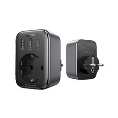 Virtalaturi EU-sovitin, 2in1, Ugreen CD3141, AC 13A, 2x USB-C, 30 W., EU-pistoke, musta hinta ja tiedot | Puhelimen laturit | hobbyhall.fi