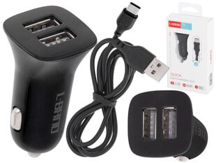 Kaksoisautolaturi, USB + C-tyypin laturi, musta hinta ja tiedot | Puhelimen laturit | hobbyhall.fi