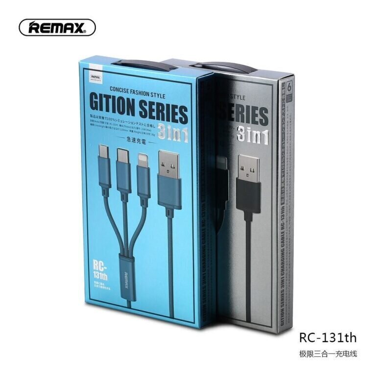 REMAX Kaapeli USB 3in1 Gition (Lightning + USB-C + Micro) RC-131 hinta ja tiedot | Puhelinkaapelit | hobbyhall.fi