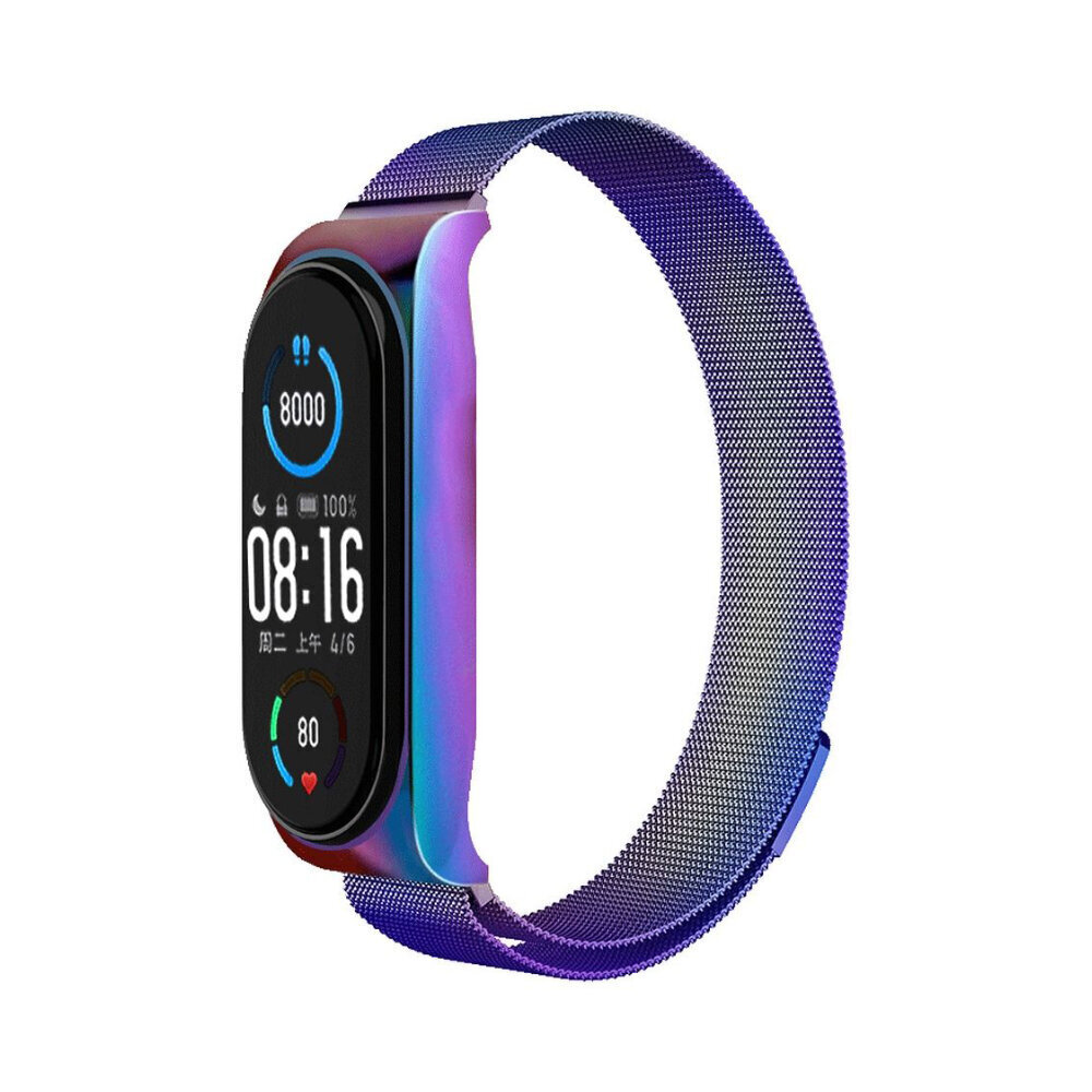 Xiaomi Mi Band 5/6 Metallist hihna - Rainbow hinta ja tiedot | Älykellojen ja aktiivisuusrannekkeiden lisätarvikkeet | hobbyhall.fi