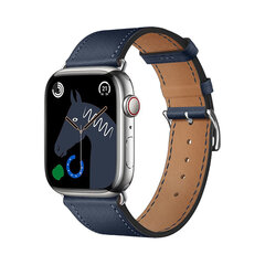 Apple Watch HOCO Single Tour Nahkaranneke – Midnight blue 42/44/45/49 mm hinta ja tiedot | Älykellojen ja aktiivisuusrannekkeiden lisätarvikkeet | hobbyhall.fi