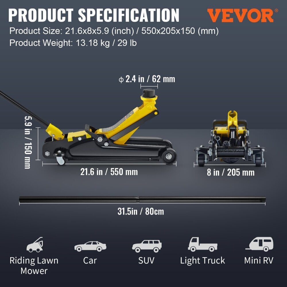 Hydraulinen tunkki Vevor hinta ja tiedot | Lisätarvikkeet autoiluun | hobbyhall.fi