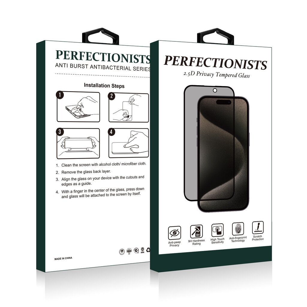 Suojalasi 2.5D Privacy Perfectionists Apple iPhone X/XS/11 Pro musta hinta ja tiedot | Näytönsuojakalvot ja -lasit | hobbyhall.fi