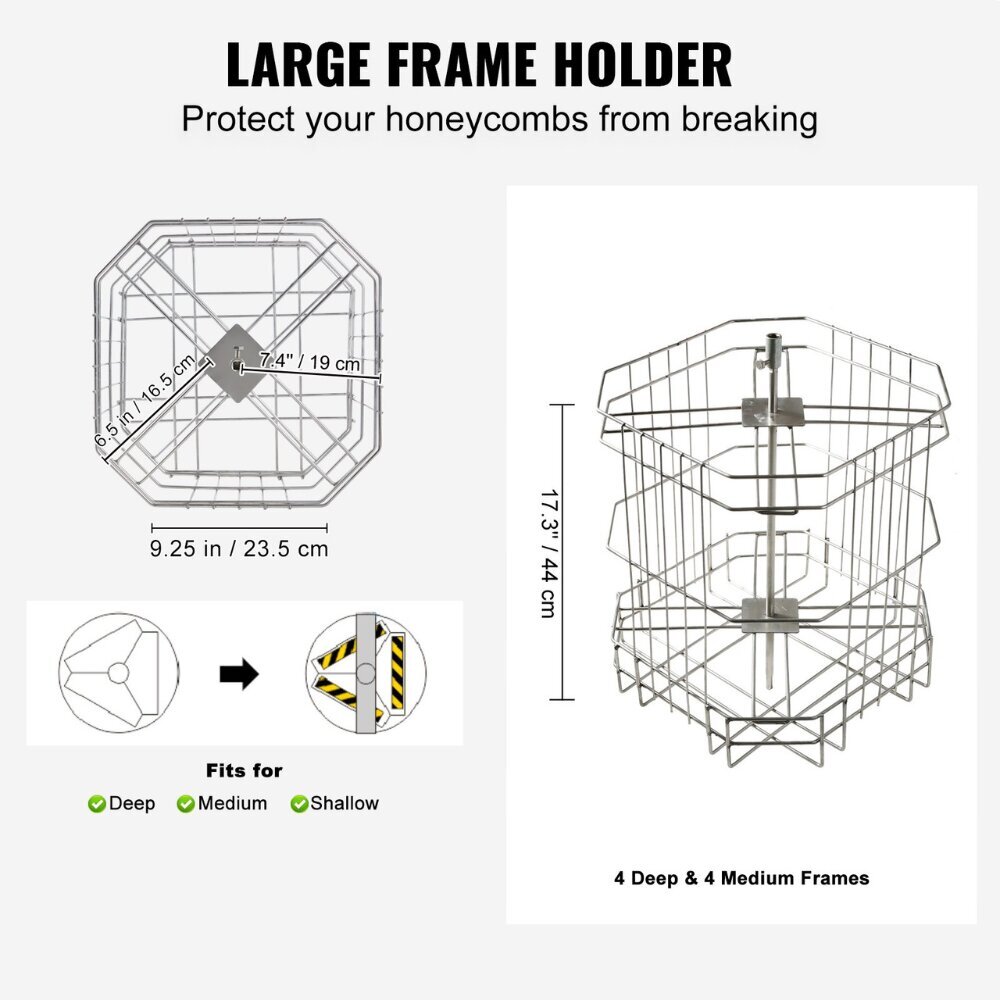 Käsikäyttöinen hunajanpoistaja Vevor, 48x23cm hinta ja tiedot | Käsityökalut | hobbyhall.fi