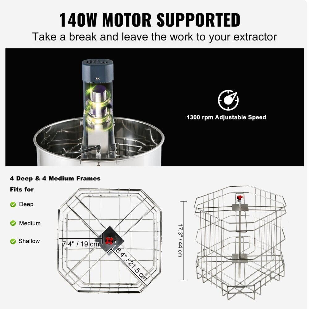 Sähköinen hunajanpoistaja Vevor, 140 W hinta ja tiedot | Käsityökalut | hobbyhall.fi