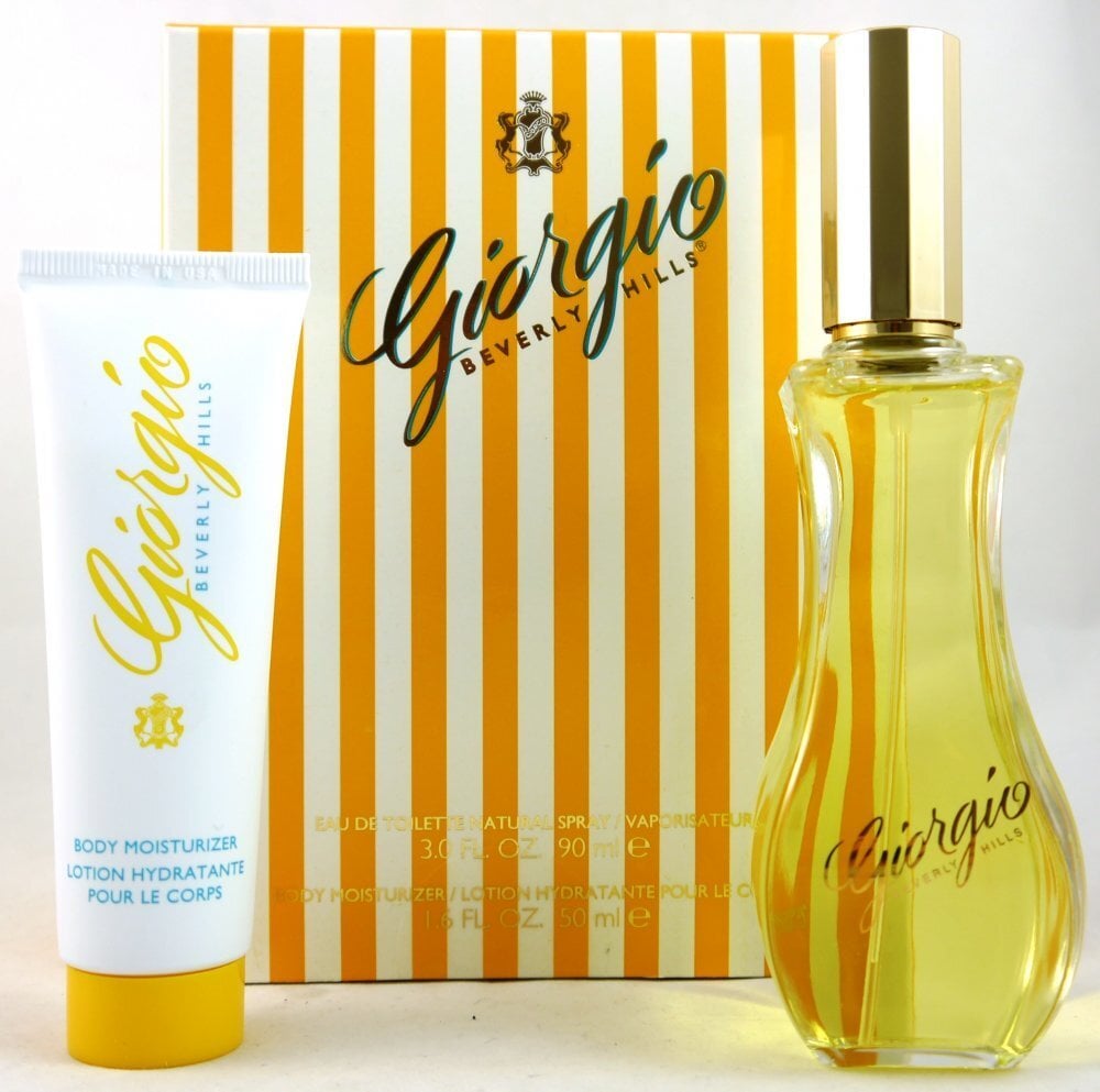 Aseta Giorgio Beverly Hills Yellow: EDT naisille 90 ml + vartalomaito 50 ml hinta ja tiedot | Naisten hajuvedet | hobbyhall.fi