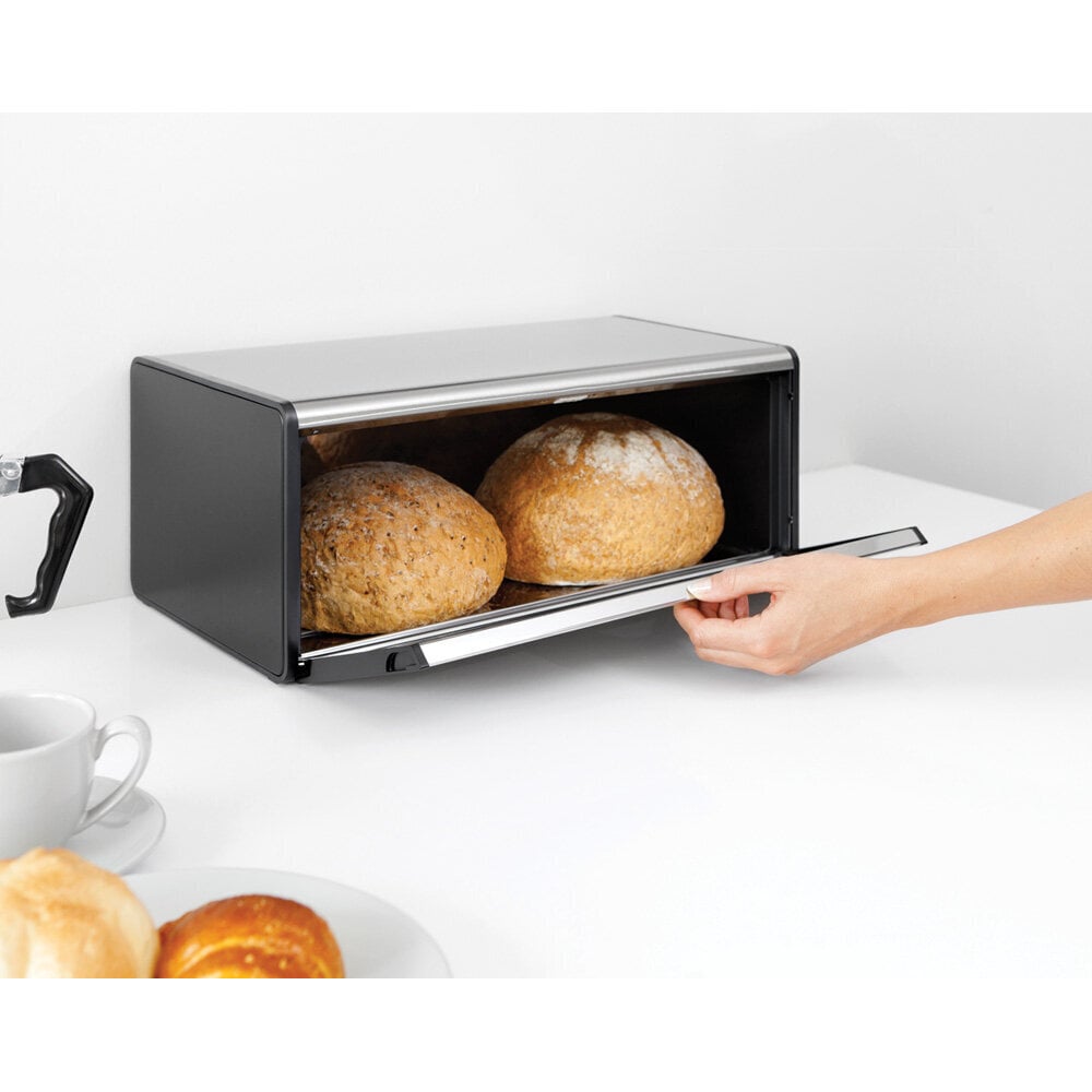 Brabantia Fall Front Leipälaatikko, mustat reunat, Matt Steel Fingerprint Proof hinta ja tiedot | Keittiövälineet | hobbyhall.fi