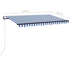 Automaattisesti sisäänkelattava markiisi 400x350 cm sinivalk. hinta ja tiedot | Aurinkovarjot ja markiisit | hobbyhall.fi