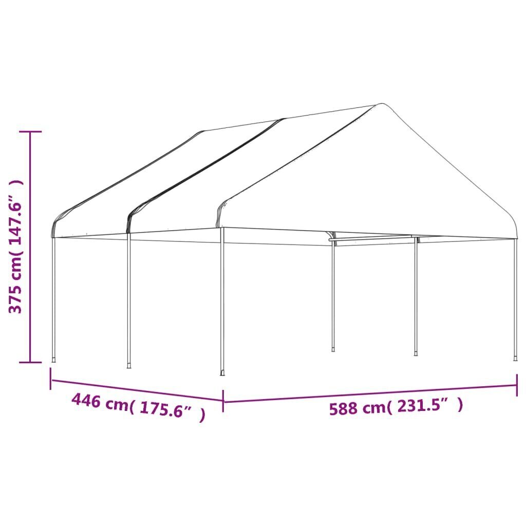 Huvimaja katolla valkoinen 4,46x5,88x3,75 m polyeteeni hinta ja tiedot | Puutarhapaviljongit | hobbyhall.fi