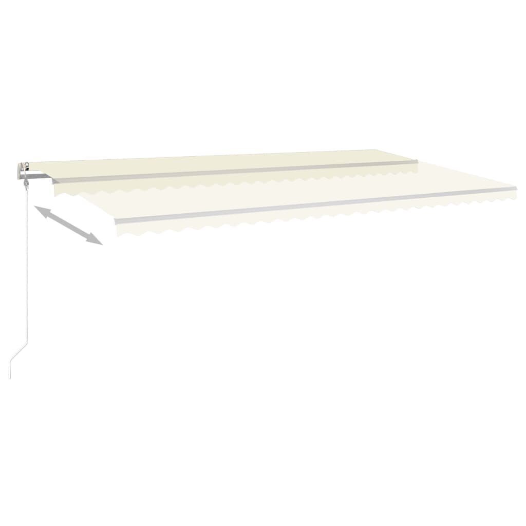 Sisäänkelattava markiisi LED ja tuulisensori 600x350 cm kerma hinta ja tiedot | Aurinkovarjot ja markiisit | hobbyhall.fi