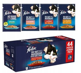 Purina Felix säilyke kissoille naudan, kanan, lohen ja tonnikalan kanssa, 44x85 g hinta ja tiedot | Kissanruoka | hobbyhall.fi