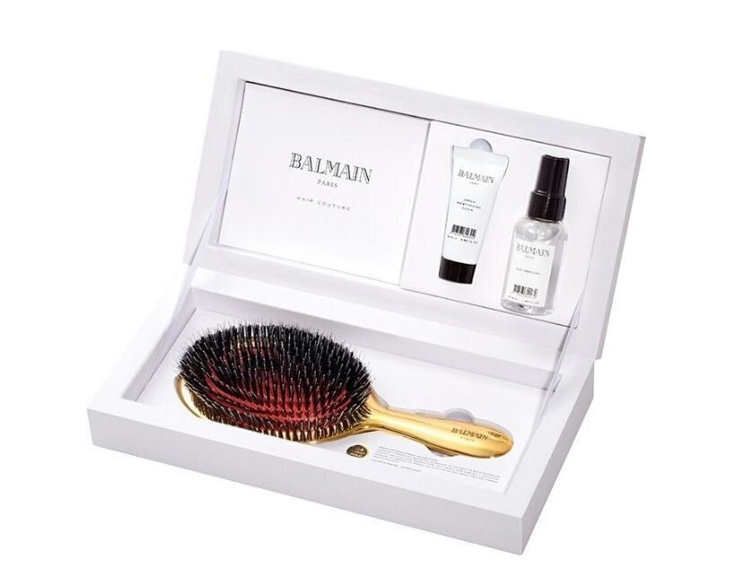 Setti BALMAIN SET Golden Boar Hair Spa -harja + hiusseerumi 20ml + hoitoaine 50ml hinta ja tiedot | Naamiot, öljyt ja seerumit | hobbyhall.fi